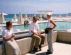 At the "five star" hotel  in Mamaia - Tour manager Patsie Betts standing