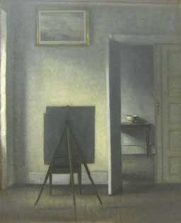 Vilhelm Hammershoi: Interior with The Artist's Easel (1910)