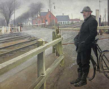 Laurits Andersen Ring: Waiting for the Train. Level Crossing by Roskilde Highway (1914)