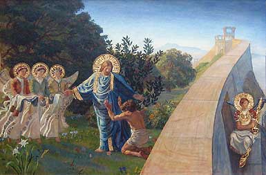 Joakim Skovgaard: Christ leads the thief into paradise (1890)