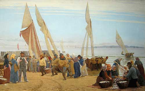 P.S. Krøyer: Morning at Hombeck. The fisherman come ashore (1875)