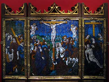 Triptych with the Carrying of the Cross, the Crucifixion and the Lamentation. (Early 16th century)